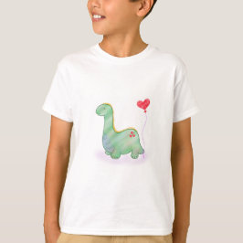 Cute Green Dinosaur met hartballon | T-shirt