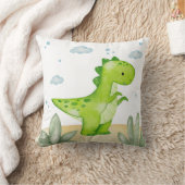 Cute Green Dinosaur Nursery Throw Pillow Baby Boy Kussen (Deken)