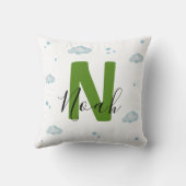 Cute Green Dinosaur Nursery Throw Pillow Baby Boy Kussen (Achterkant)