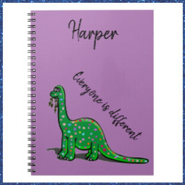Cute Green Dinosaur Paars Notitieboek