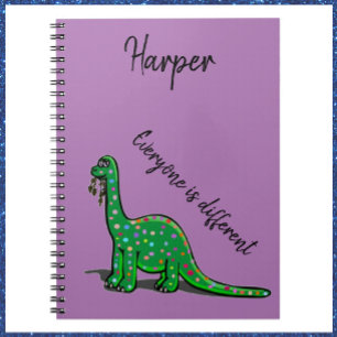 Cute Green Dinosaur Paars Notitieboek