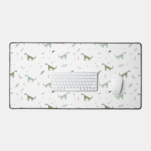 Cute Green Dinosaur Pattern Bureaumat (Keyboard & Muis)