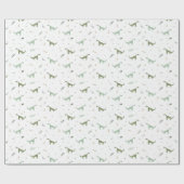 Cute Green Dinosaur Pattern Cadeaupapier (Vlak)