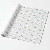 Cute Green Dinosaur Pattern Cadeaupapier (Uitgerold)