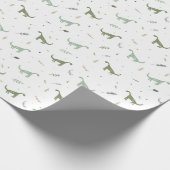 Cute Green Dinosaur Pattern Cadeaupapier (Hoek)