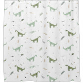 Cute Green Dinosaur Pattern Douchegordijn (Voorkant)