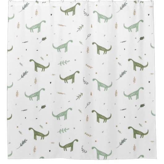 Cute Green Dinosaur Pattern Douchegordijn (Voorkant)