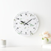 Cute Green Dinosaur Pattern Grote Klok (Huis)