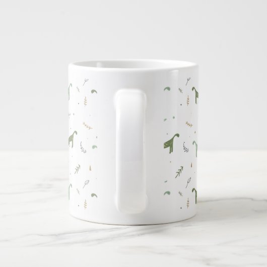 Cute Green Dinosaur Pattern Grote Koffiekop (Achterkant)