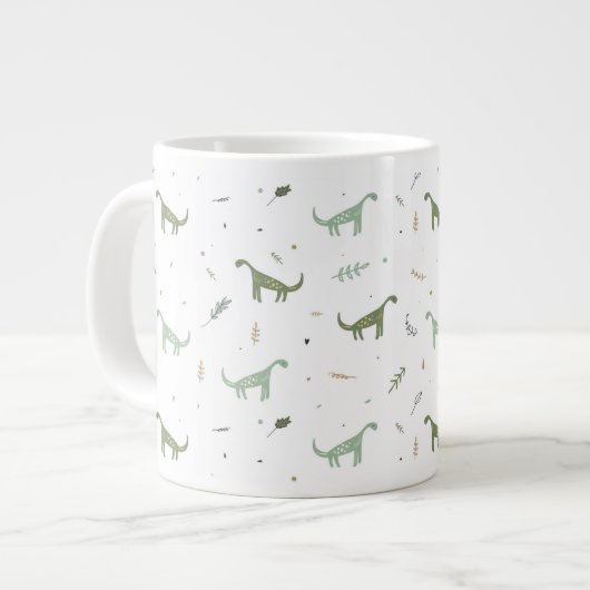 Cute Green Dinosaur Pattern Grote Koffiekop (Links)