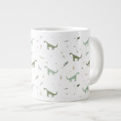 Cute Green Dinosaur Pattern Grote Koffiekop (Voorkant rechts)