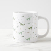 Cute Green Dinosaur Pattern Grote Koffiekop (Rechts)