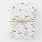 Cute Green Dinosaur Pattern Inpakpapier Vel (In situ)