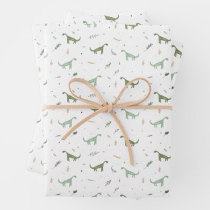 Cute Green Dinosaur Pattern Inpakpapier Vel