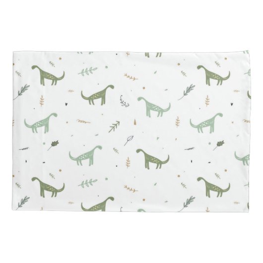 Cute Green Dinosaur Pattern Kussensloop (Achterkant)