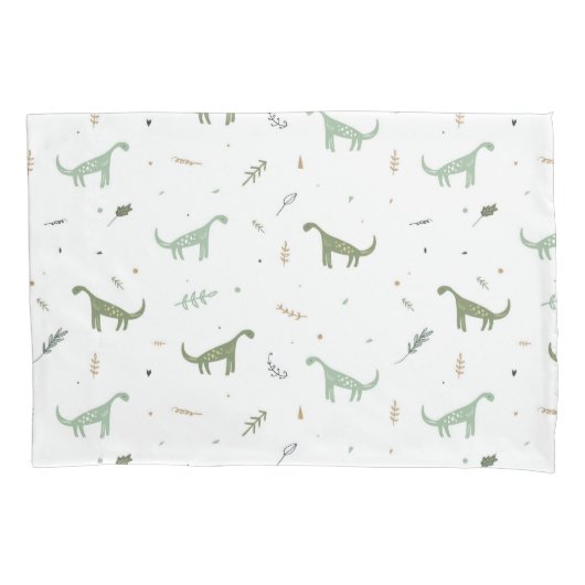 Cute Green Dinosaur Pattern Kussensloop (Voorkant)