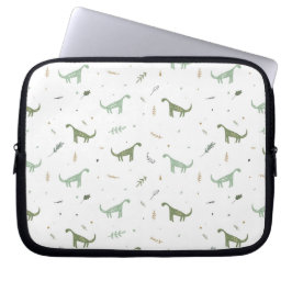 Cute Green Dinosaur Pattern Laptop Sleeve