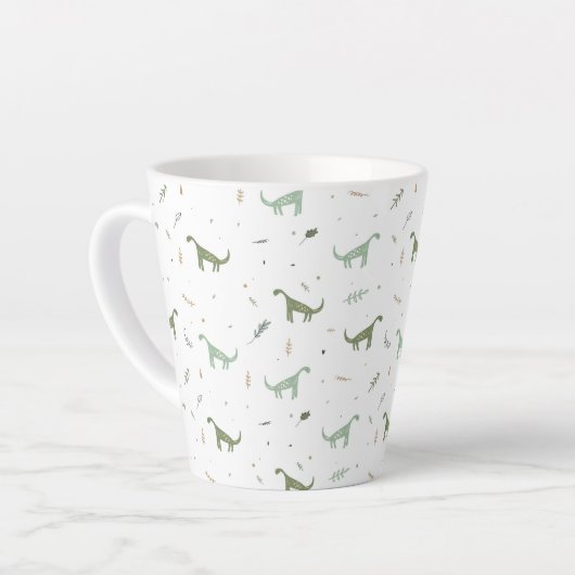 Cute Green Dinosaur Pattern Latte Mok (Linkerhoek)
