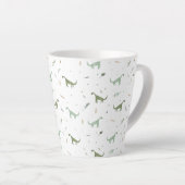 Cute Green Dinosaur Pattern Latte Mok (Rechterhoek)