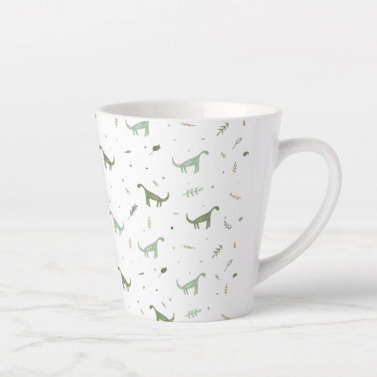 Cute Green Dinosaur Pattern Latte Mok (Rechts)