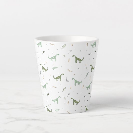 Cute Green Dinosaur Pattern Latte Mok (Voorkant)