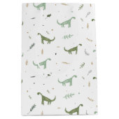 Cute Green Dinosaur Pattern Medium Cadeauzakje (Voorkant)