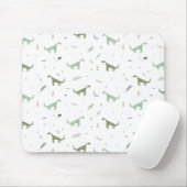 Cute Green Dinosaur Pattern Muismat (Met muis)