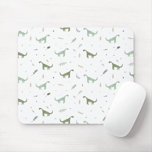 Cute Green Dinosaur Pattern Muismat (Met muis)
