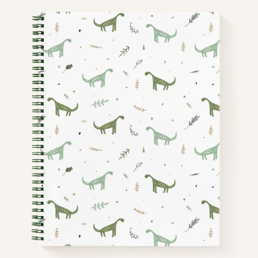 Cute Green Dinosaur Pattern Notitieboek (Voorkant)