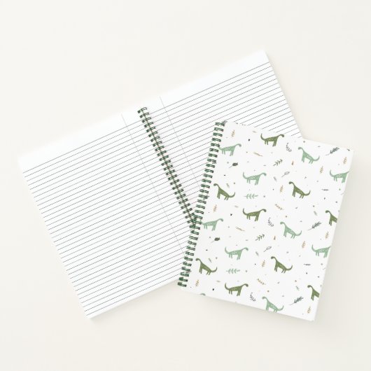 Cute Green Dinosaur Pattern Notitieboek (Binnen)