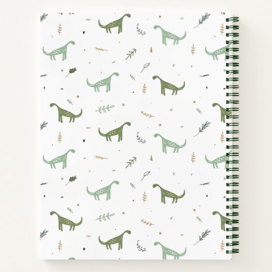 Cute Green Dinosaur Pattern Notitieboek (Achterkant)