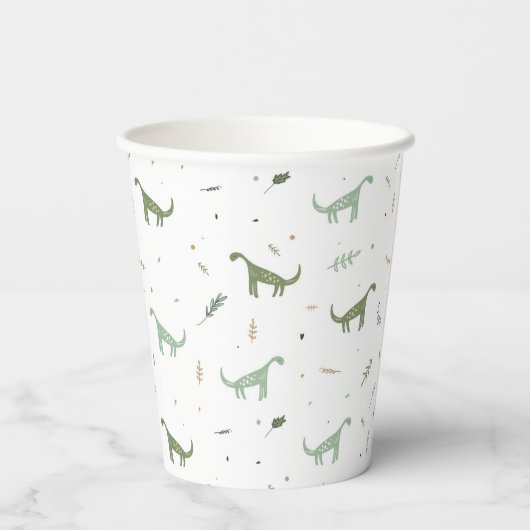Cute Green Dinosaur Pattern Papieren Bekers (Achterkant)