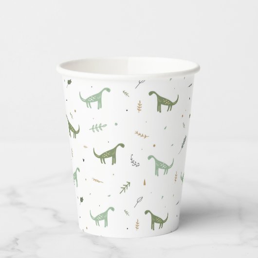 Cute Green Dinosaur Pattern Papieren Bekers (Links)