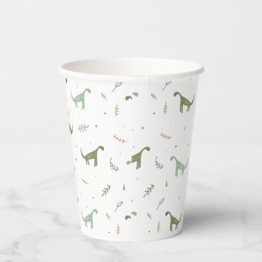 Cute Green Dinosaur Pattern Papieren Bekers (Rechts)
