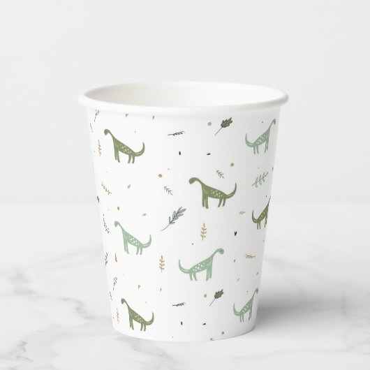 Cute Green Dinosaur Pattern Papieren Bekers (Voorkant)