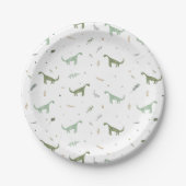 Cute Green Dinosaur Pattern Papieren Bordje (Voorkant)