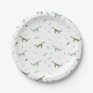 Cute Green Dinosaur Pattern Papieren Bordje