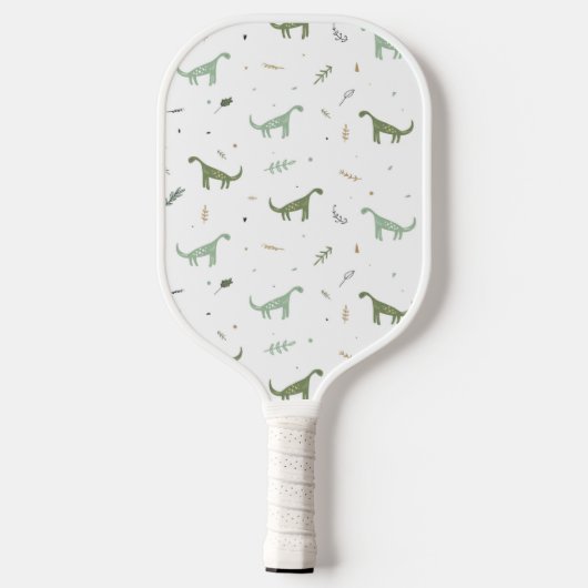 Cute Green Dinosaur Pattern Pickleball Paddle (Achterkant)