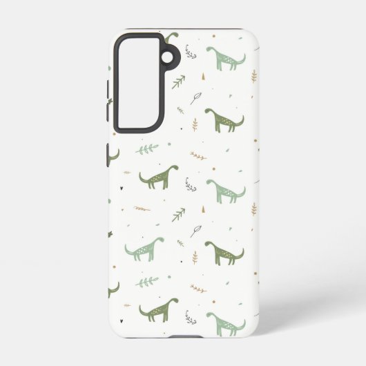 Cute Green Dinosaur Pattern Samsung Galaxy Hoesje (Achterkant)