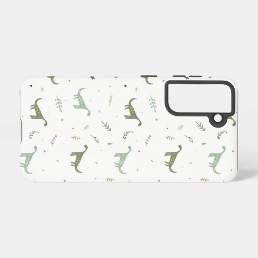 Cute Green Dinosaur Pattern Samsung Galaxy Hoesje (Achterkant horizontaal)