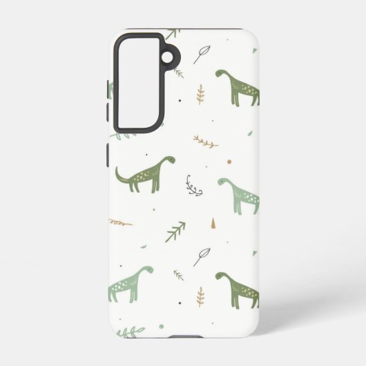 Cute Green Dinosaur Pattern Samsung Galaxy Hoesje (Achterkant)