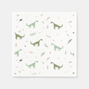 Cute Green Dinosaur Pattern Servet