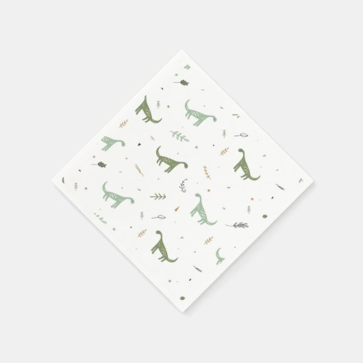 Cute Green Dinosaur Pattern Servet (Hoek)