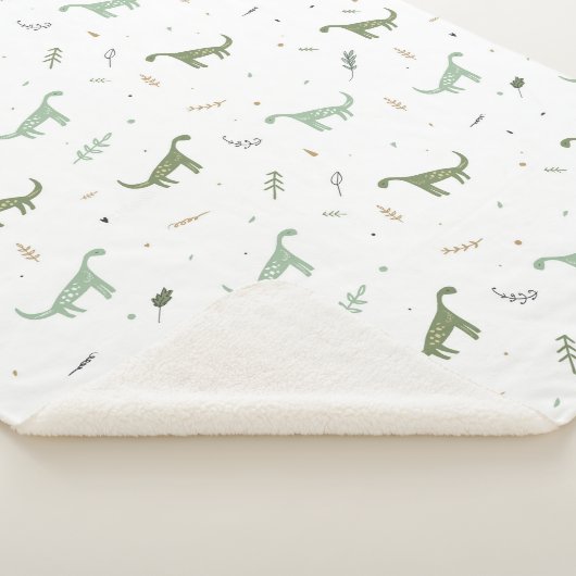 Cute Green Dinosaur Pattern Sherpa Deken (3/4)