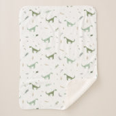 Cute Green Dinosaur Pattern Sherpa Deken (Voorkant)