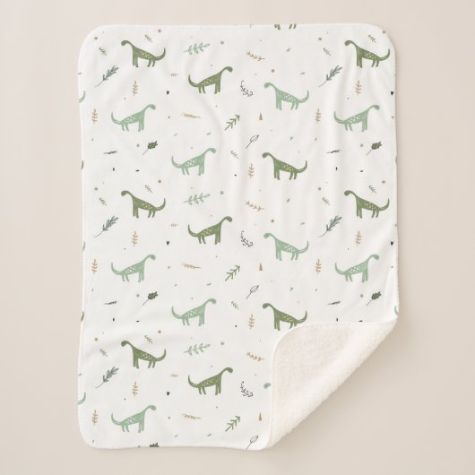 Cute Green Dinosaur Pattern Sherpa Deken (Voorkant)