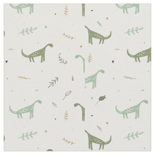 Cute Green Dinosaur Pattern Stof (Close Up)
