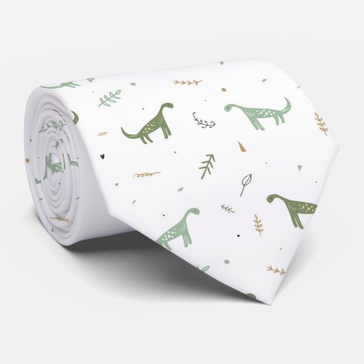 Cute Green Dinosaur Pattern Stropdas (Opgerold)