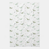Cute Green Dinosaur Pattern Theedoek (Verticaal)