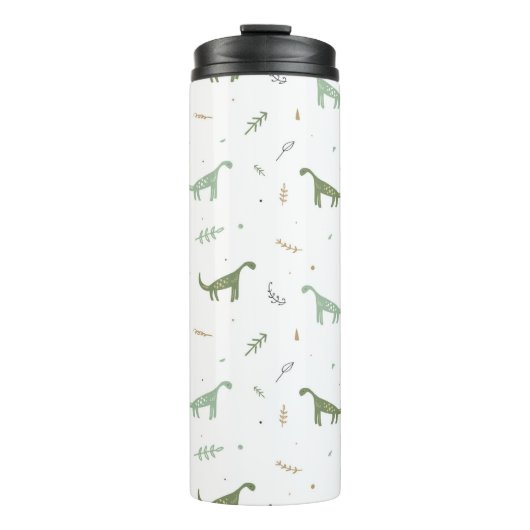 Cute Green Dinosaur Pattern Thermosbeker (Voorkant)